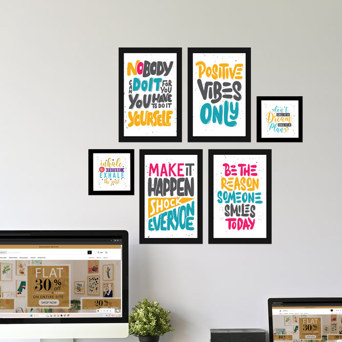 Art Street Motivational Quotes Make It Happen Shock Everyone Art Prints (Set Of 6, 5x5, (A4) 8x12 Inch)