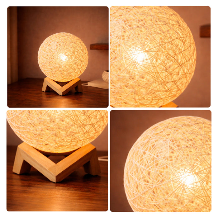 Decorative Wooden Bedside Table Lamp Night Light Desk Side Table Warm White Lamps for Living Room Bedroom 13x24 cm (with LED Light)