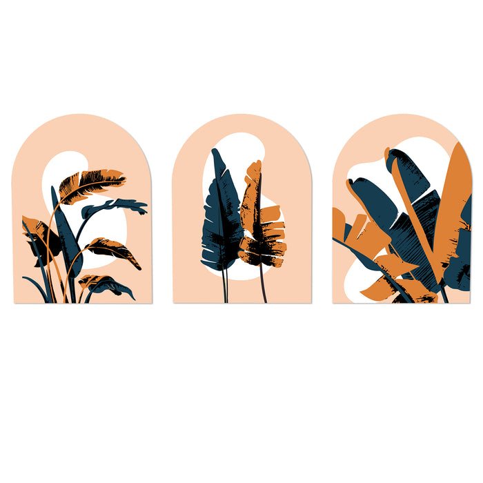 MDF Wall Art Prints Tropical leaf, Modern Home Décor (Set of 3, Size: 16x22 Inch)