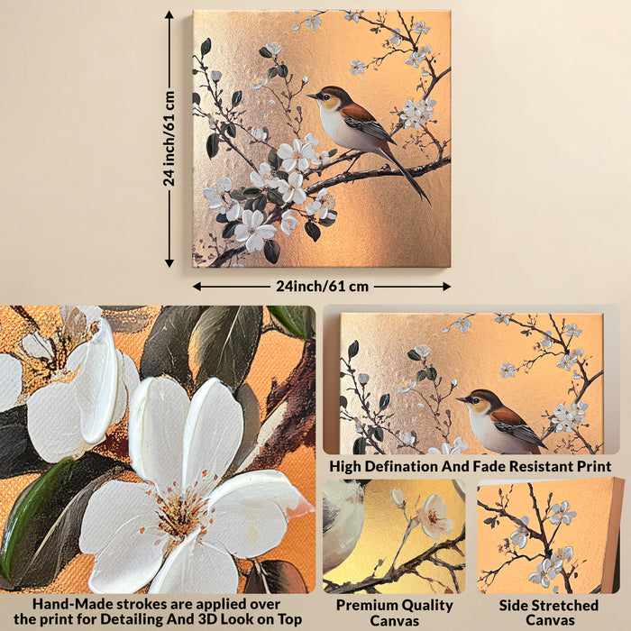 Stretched Canvas 3D Wall Art Textured Painting, Stretched Canvas Artwork Hand-Painted Tranquil Meditation Room Decor, Giclée Print 61x61 cm