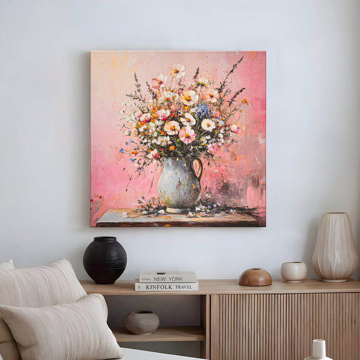 Stretched Canvas 3D Wall Art Textured Painting, Stretched Canvas Artwork Hand-Painted Tranquil Meditation Room Decor, Giclée Print 61x61 cm