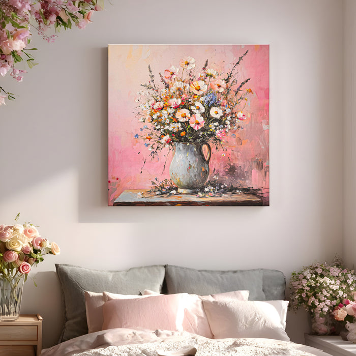 Stretched Canvas 3D Wall Art Textured Painting, Stretched Canvas Artwork Hand-Painted Tranquil Meditation Room Decor, Giclée Print 61x61 cm