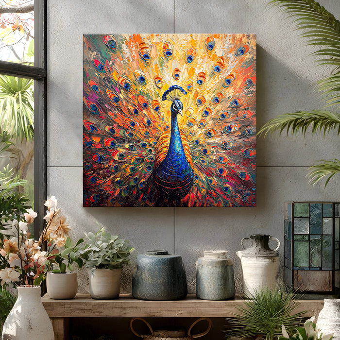 Stretched Canvas 3D Wall Art Textured Painting, Stretched Canvas Artwork Hand-Painted Tranquil Meditation Room Decor, Giclée Print 61x61 cm