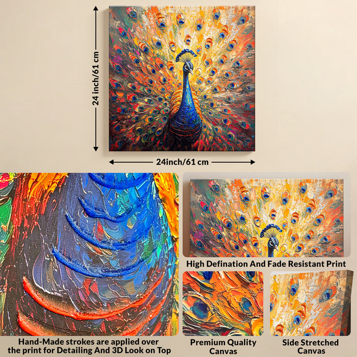 Stretched Canvas 3D Wall Art Textured Painting, Stretched Canvas Artwork Hand-Painted Tranquil Meditation Room Decor, Giclée Print 61x61 cm