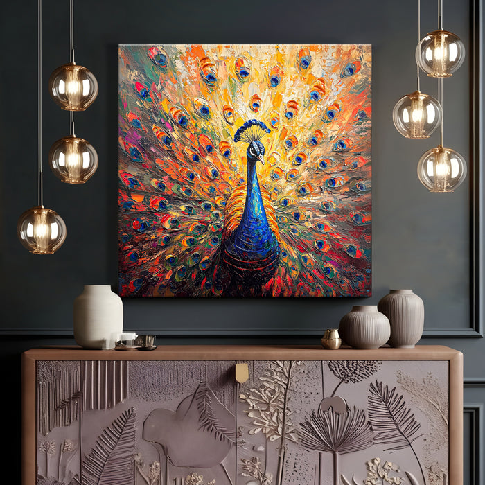 Stretched Canvas 3D Wall Art Textured Painting, Stretched Canvas Artwork Hand-Painted Tranquil Meditation Room Decor, Giclée Print 61x61 cm