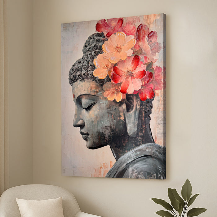 Stretched Canvas 3D Wall Art Textured Painting, Stretched Canvas Zen Spiritual Artwork Hand-Painted Tranquil Meditation Room Decor, Giclée Print 61x91 cm
