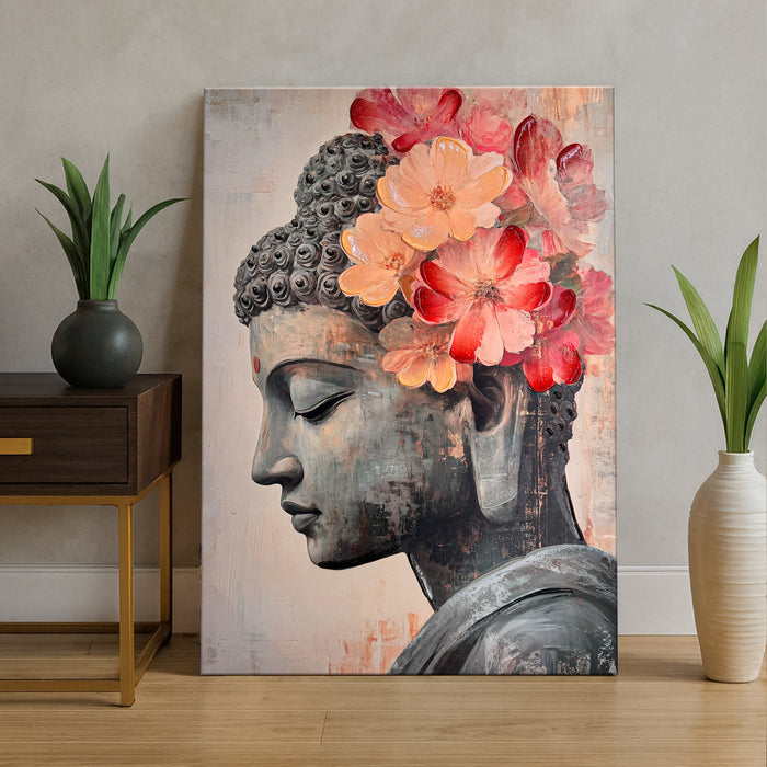 Stretched Canvas 3D Wall Art Textured Painting, Stretched Canvas Zen Spiritual Artwork Hand-Painted Tranquil Meditation Room Decor, Giclée Print 61x91 cm