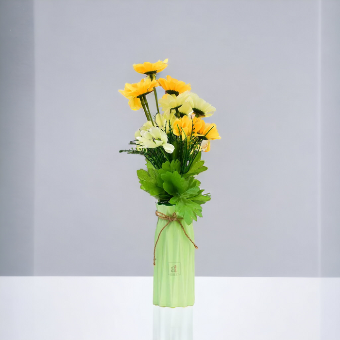 Artificial Plant Multi Head Sunflower, Plant With Vase, Flower for Home Decor, Office.