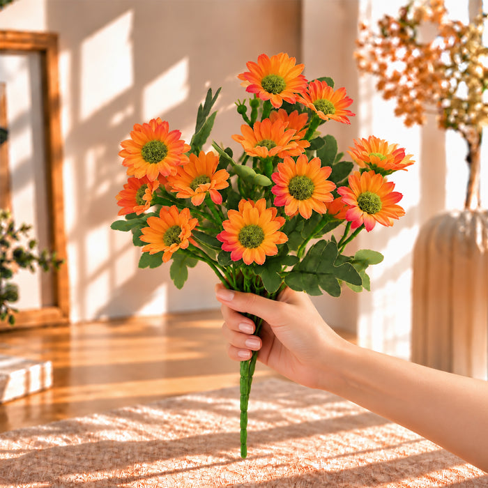 Light Blue, Orange, Pink, White Artificial Daisy Flower Bunch, Silk Floral Stems for Vase Fillers & Table Décor