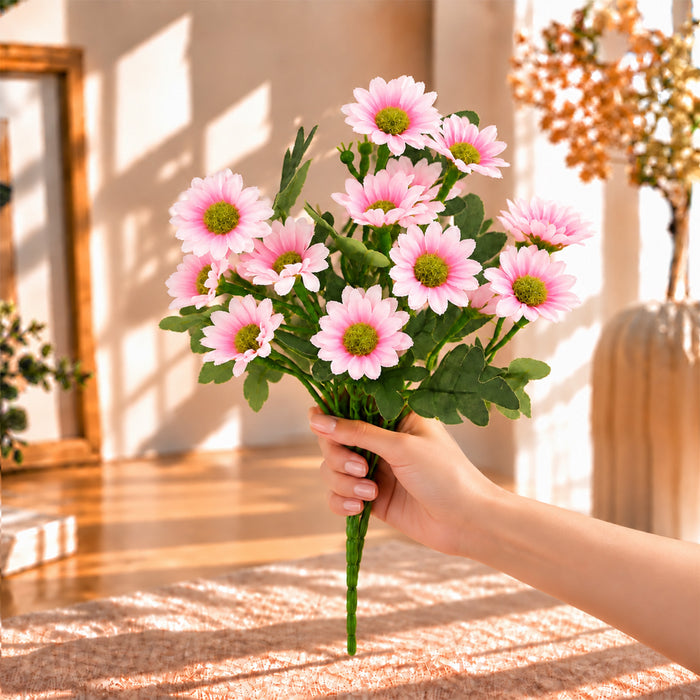 Light Blue, Orange, Pink, White Artificial Daisy Flower Bunch, Silk Floral Stems for Vase Fillers & Table Décor