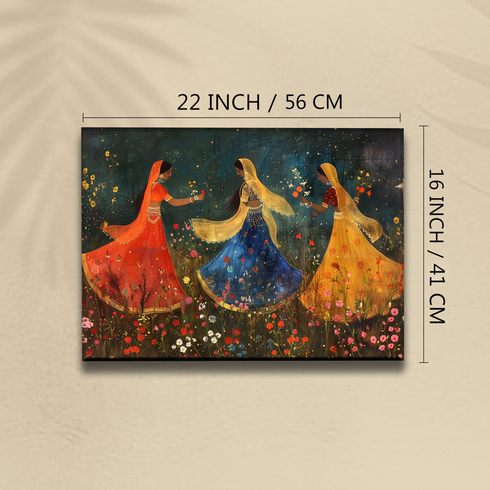 Portrait Stretched Canvas Buddha Face Abstract Dancing Womens Wall Art Print Décor Printed on Canvas Stretched on Wood 41x56 cm