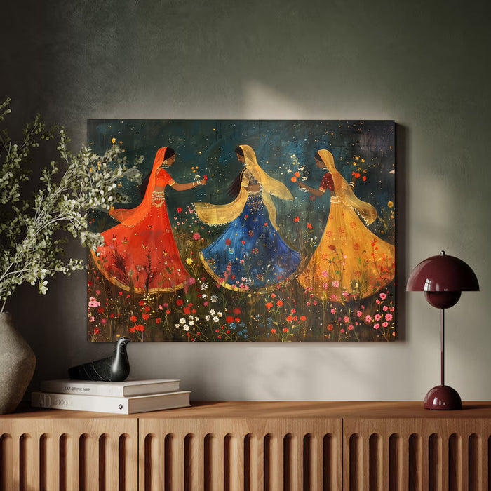 Portrait Stretched Canvas Buddha Face Abstract Dancing Womens Wall Art Print Décor Printed on Canvas Stretched on Wood 41x56 cm