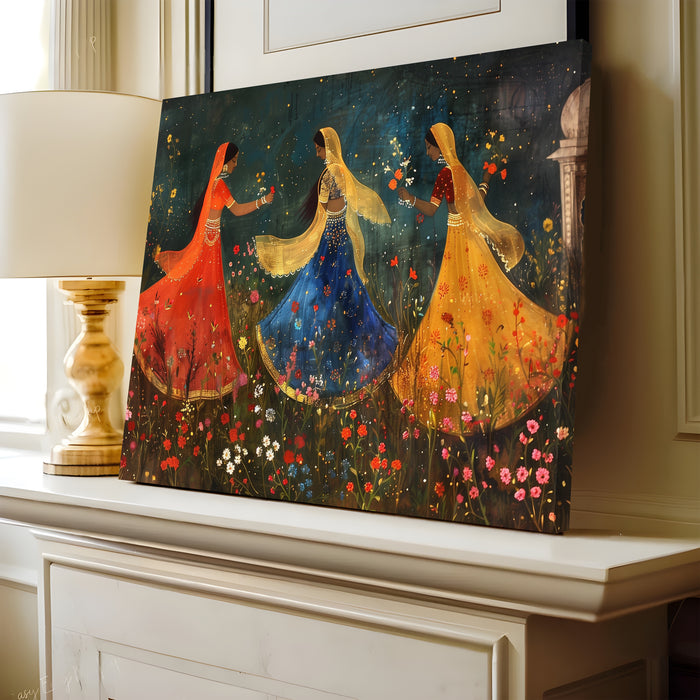 Portrait Stretched Canvas Buddha Face Abstract Dancing Womens Wall Art Print Décor Printed on Canvas Stretched on Wood 41x56 cm