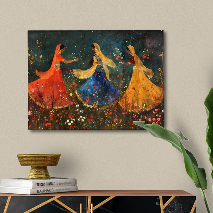 Portrait Stretched Canvas Buddha Face Abstract Dancing Womens Wall Art Print Décor Printed on Canvas Stretched on Wood 41x56 cm