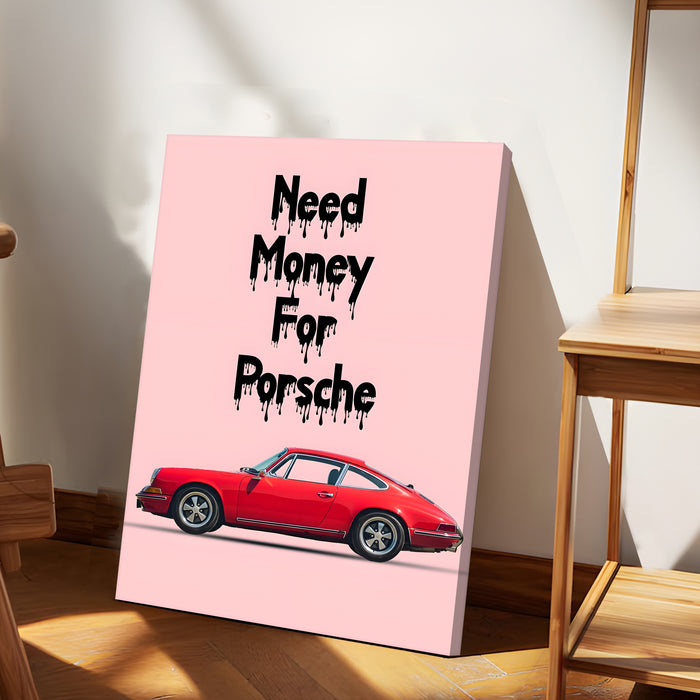 Motivational Car Stretched Canvas Painting Automotive Wall Art with Retro Car Illustration and Classic Vintage Wall Art 41x56 cm