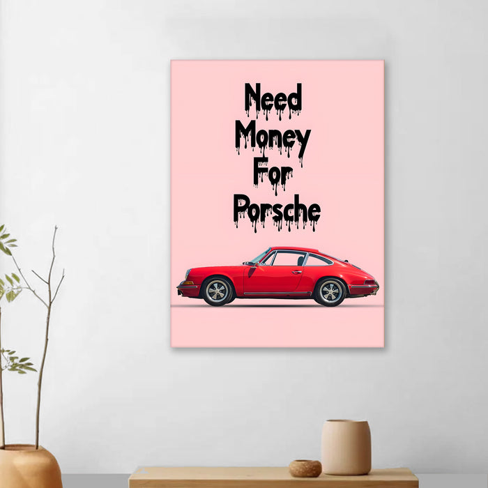 Motivational Car Stretched Canvas Painting Automotive Wall Art with Retro Car Illustration and Classic Vintage Wall Art 41x56 cm