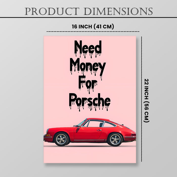 Motivational Car Stretched Canvas Painting Automotive Wall Art with Retro Car Illustration and Classic Vintage Wall Art 41x56 cm