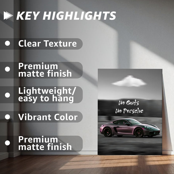 Motivational Car Stretched Canvas Painting Automotive Wall Art with Retro Car Illustration and Classic Vintage Wall Art 41x56 cm