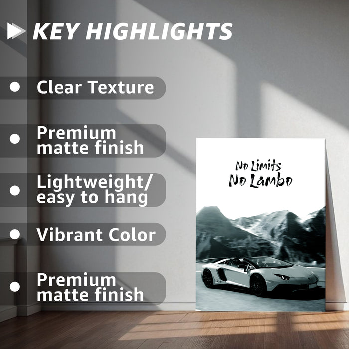 Motivational Car Stretched Canvas Painting Automotive Wall Art with Retro Car Illustration and Classic Vintage Wall Art 41x56 cm