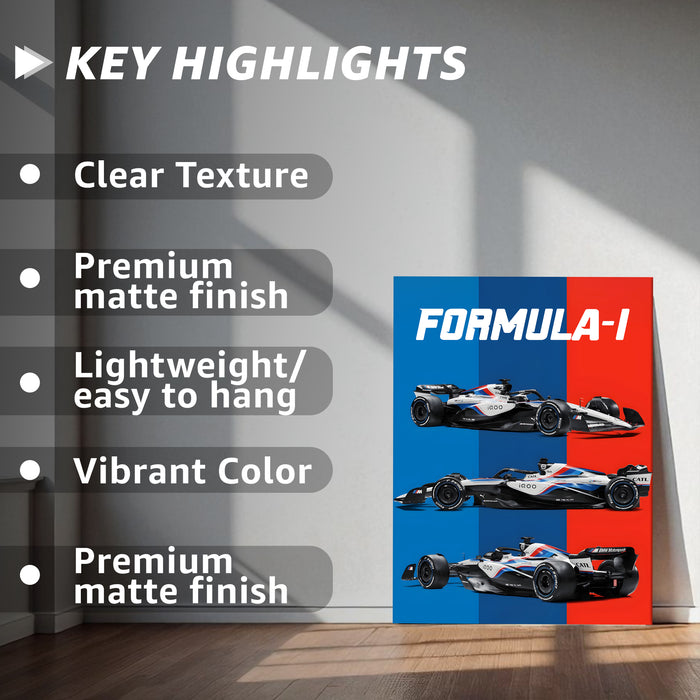 Motivational Racing Car Stretched Canvas Painting Print for Automotive Wall Art, Car Racing Fan Wall Art 41x56 cm