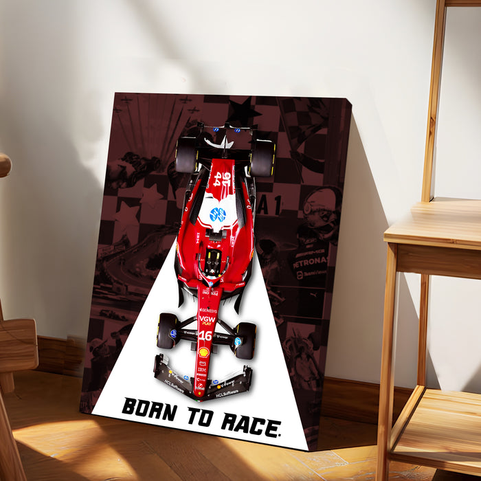 Motivational Racing Car Stretched Canvas Painting Print for Automotive Wall Art, Car Racing Fan Wall Art 41x56 cm