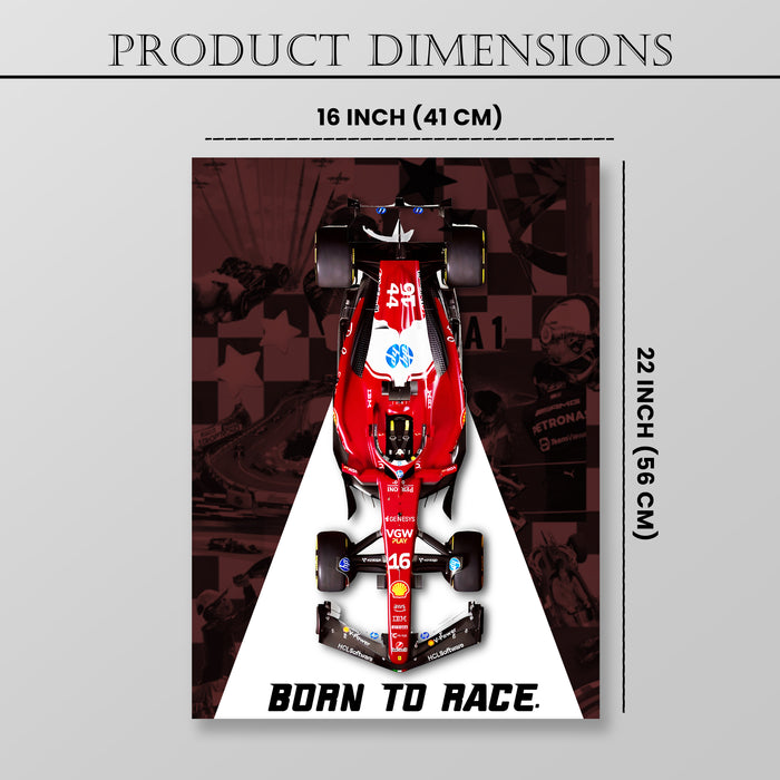 Motivational Racing Car Stretched Canvas Painting Print for Automotive Wall Art, Car Racing Fan Wall Art 41x56 cm