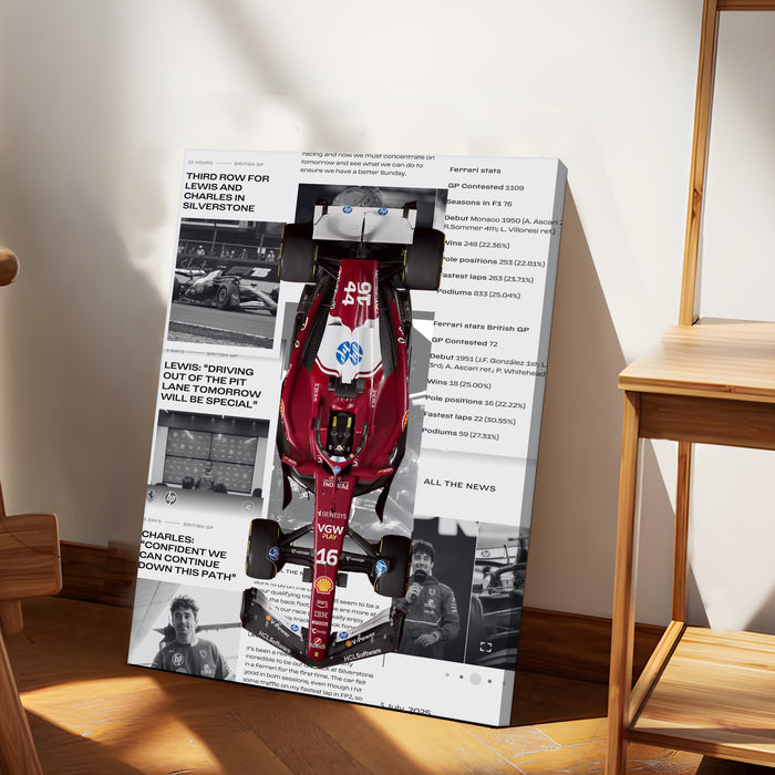 Motivational Car Stretched Canvas Painting Print for Car Racing Fans, Automotive Wall Art for Men Room 41x56 cm