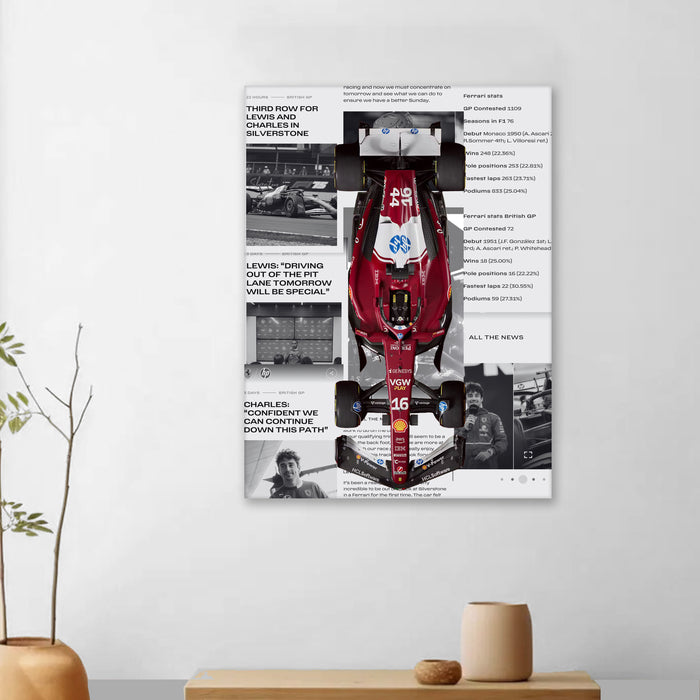 Motivational Car Stretched Canvas Painting Print for Car Racing Fans, Automotive Wall Art for Men Room 41x56 cm