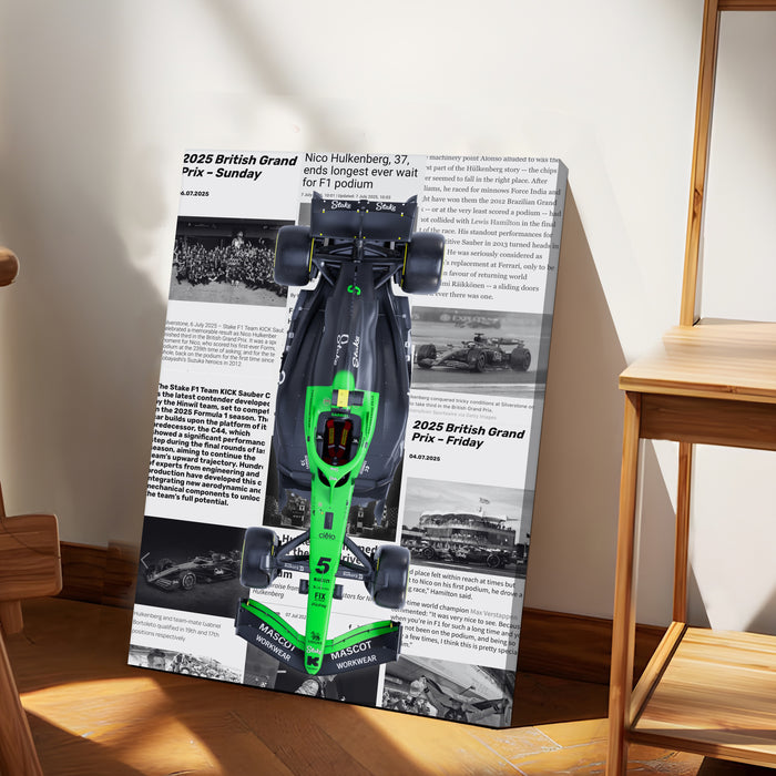 Motivational Car Stretched Canvas Painting Print for Car Racing Fans, Automotive Wall Art for Men Room 41x56 cm