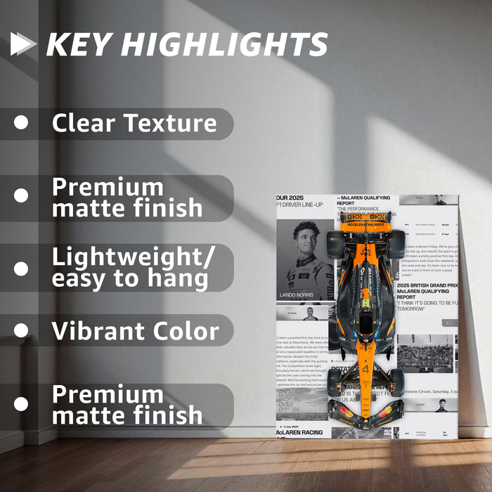 Motivational Car Stretched Canvas Painting Print for Car Racing Fans, Automotive Wall Art for Men Room 41x56 cm