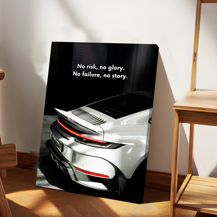 Motivational Car Stretched Canvas Painting Automotive Wall Art with Retro Car Illustration and Classic Vintage Wall Art 41x56 cm