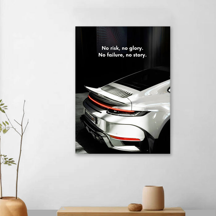 Motivational Car Stretched Canvas Painting Automotive Wall Art with Retro Car Illustration and Classic Vintage Wall Art 41x56 cm