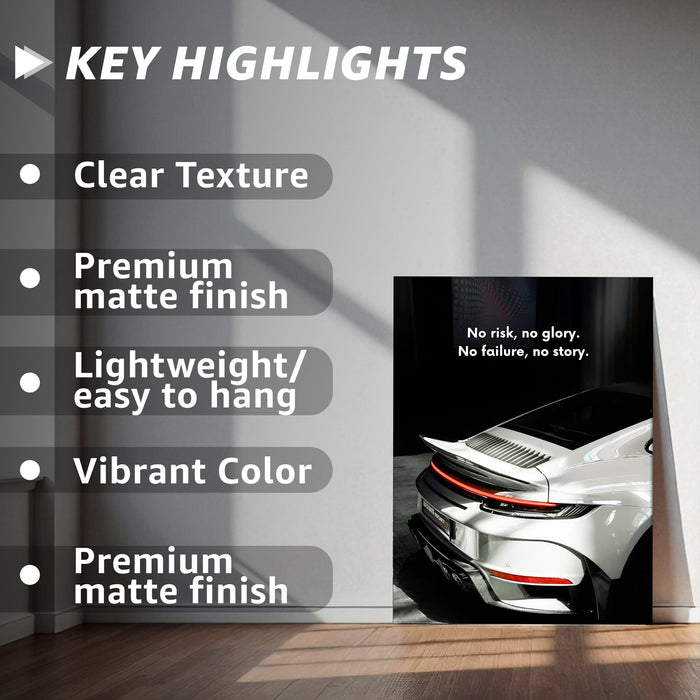 Motivational Car Stretched Canvas Painting Automotive Wall Art with Retro Car Illustration and Classic Vintage Wall Art 41x56 cm