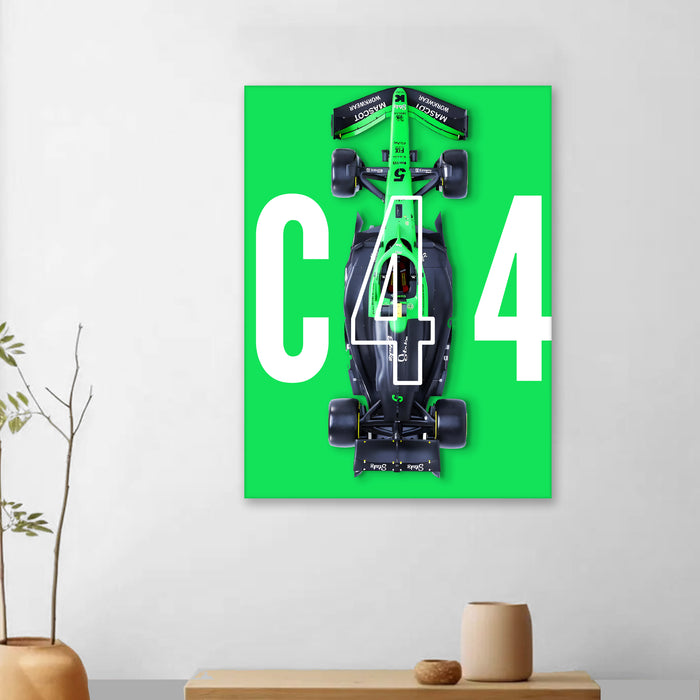 Racing Car Wall Art Stretched Canvas Painting Print for Boys Room, Automotive Canvas Decor, Car Racing Artwork 41x56 cm