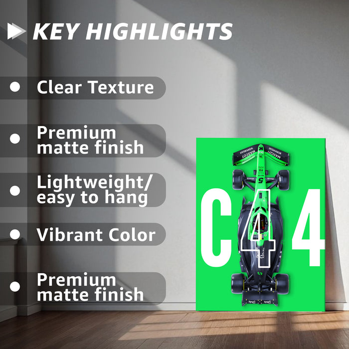 Racing Car Wall Art Stretched Canvas Painting Print for Boys Room, Automotive Canvas Decor, Car Racing Artwork 41x56 cm