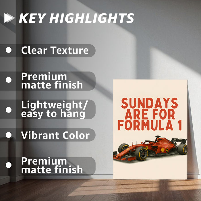 Motivational Racing Car Stretched Canvas Painting Print for Automotive Wall Art, Car Racing Fan Wall Art 41x56 cm