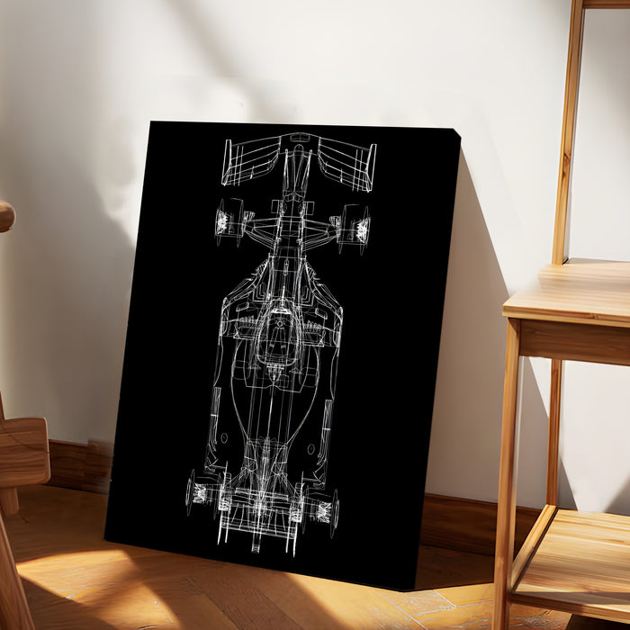 Motivational Racing Car Stretched Canvas Painting Print for Automotive Wall Art, Car Racing Fan Wall Art 41x56 cm