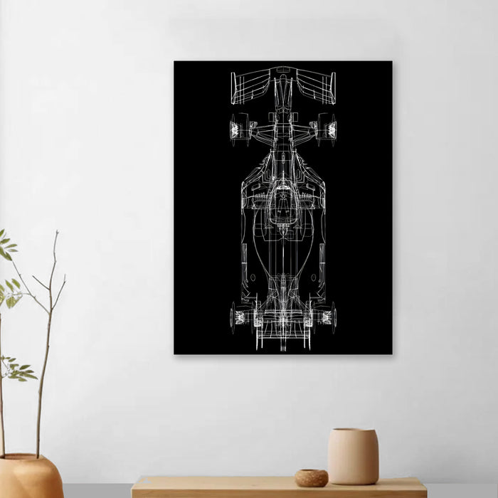 Motivational Racing Car Stretched Canvas Painting Print for Automotive Wall Art, Car Racing Fan Wall Art 41x56 cm