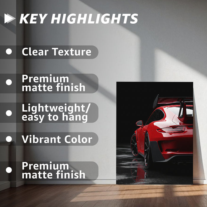 Motivational Car Stretched Canvas Painting Automotive Wall Art with Retro Car Illustration and Classic Vintage Wall Art 41x56 cm