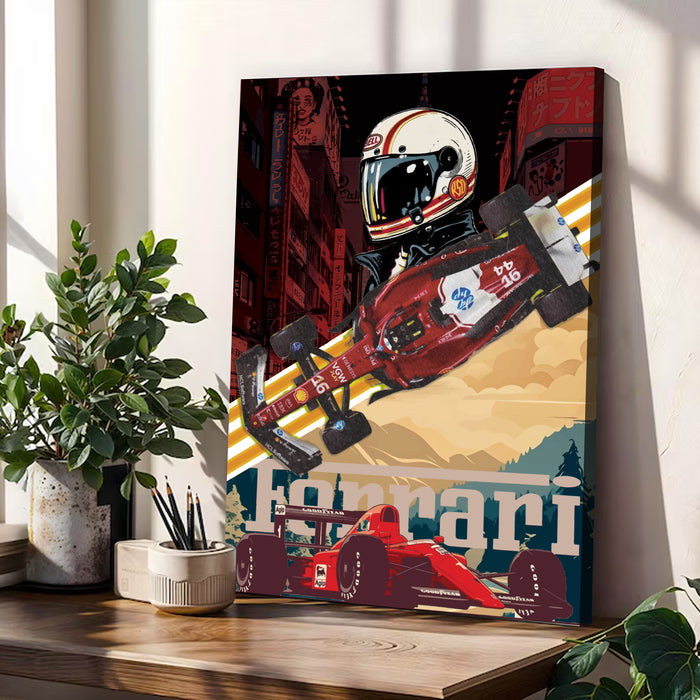 Stretched Canvas Racing Car Painting Wall Art, Motorsport Style Poster, Stretched Canvas Racing Art Print Home Decor 41x56 cm / 56x86 cm