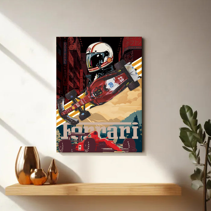 Stretched Canvas Racing Car Painting Wall Art, Motorsport Style Poster, Stretched Canvas Racing Art Print Home Decor 41x56 cm / 56x86 cm