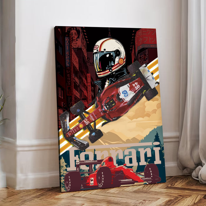Stretched Canvas Racing Car Painting Wall Art, Motorsport Style Poster, Stretched Canvas Racing Art Print Home Decor 41x56 cm / 56x86 cm