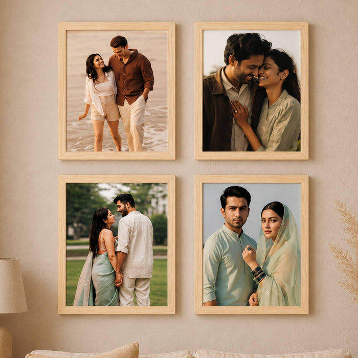 Wooden Photo Frame for living room, Aesthetic Cave Design Photo Frames for Photograph, Art Work, Certificates Set of 4