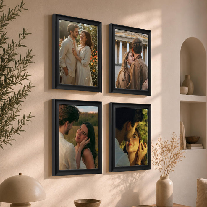 Wooden Photo Frame for living room, Aesthetic Cave Design Photo Frames for Photograph, Art Work, Certificates Set of 4