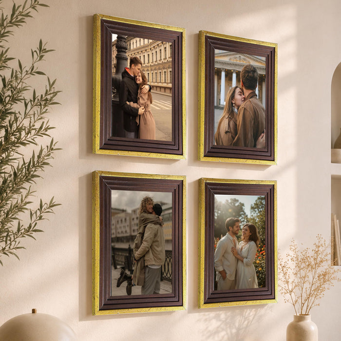 Wooden Photo Frame for living room, Aesthetic Cave Design Photo Frames for Photograph, Art Work, Certificates Set of 4