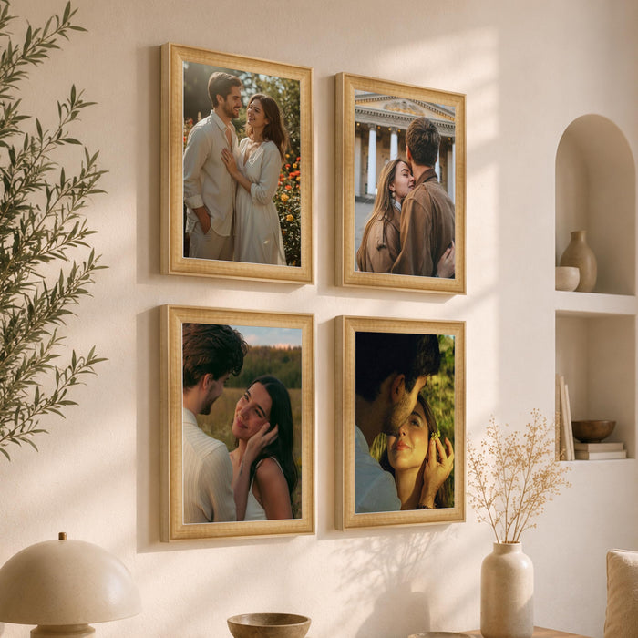 Wooden Photo Frame for living room, Aesthetic Cave Design Photo Frames for Photograph, Art Work, Certificates Set of 4