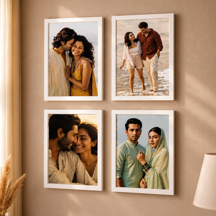Wooden Photo Frame for living room, Aesthetic Cave Design Photo Frames for Photograph, Art Work, Certificates Set of 4