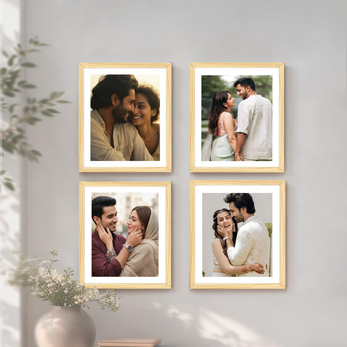 Wooden Photo Frame for living room, Aesthetic Cave Design Photo Frames for Photograph, Art Work, Certificates Set of 4
