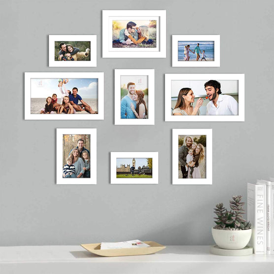 Premium Photo Frames For Wall, Living Room & Gifting - Set Of 9 ( Size 4x6, 5x7, 6x8, 8x10 inches, Ph- 2513 )