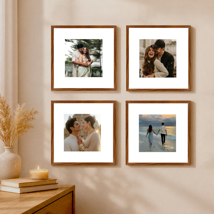 Wooden Photo Frame for living room, Aesthetic Cave Design Photo Frames for Photograph, Art Work, Certificates Set of 4